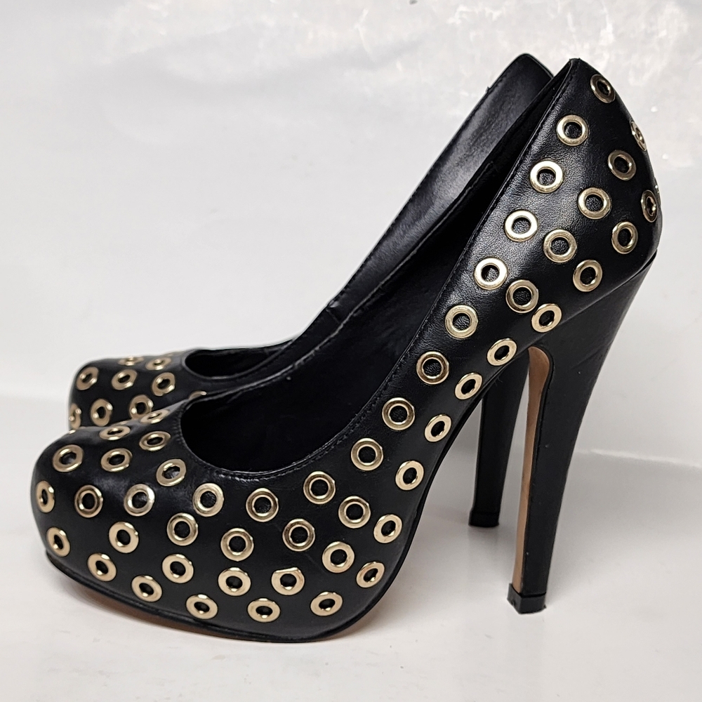 ALDO Womens shoes BLACK with GOLD RIVETING /STUDS    7 - Picture 9 of 12